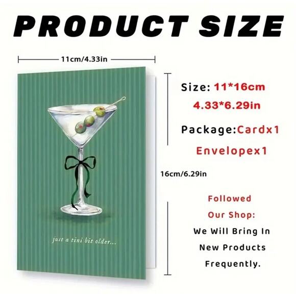 A ‘Tini Bit Older Martini Birthday Card Funny Cards - Picture 3 of 3